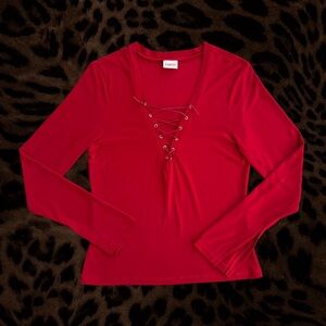 Vintage Fredrick’s of Hollywood Lace-Up Long Sleeve Top